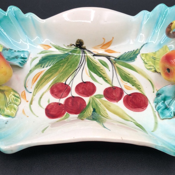 VINTAGE ITALIAN MAJOLICA HANDPAINTED CERAMIC CANDY/NUT DISH HAND-MADE IN ITALY - Picture 4 of 11